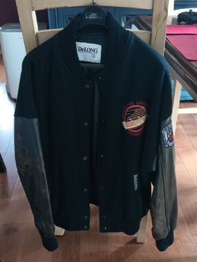Vintage DeLong Black & Gray Varsity Vancouver Canucks Bomber Jacket